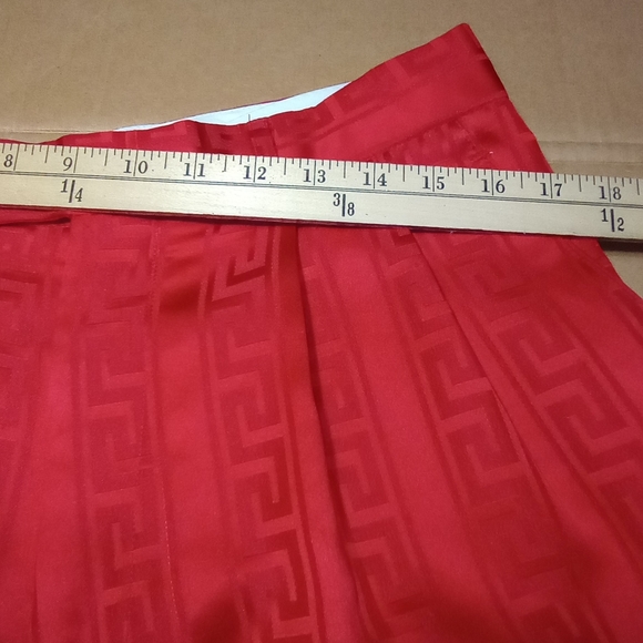 Satin Greek Key Pattern Filly Lined Metallic Red Men's Pants Size 36R - Picture 7 of 11